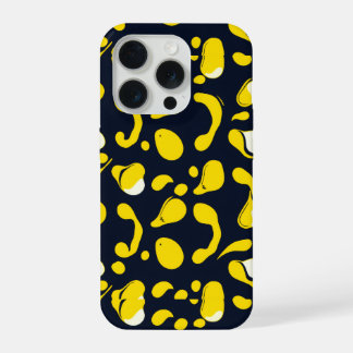 Navy & Yellow Organic Abstract Pattern iPhone 15 Pro Case