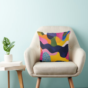 Navy, Yellow, Pink, and Blue Colour Pop Throw Pillow