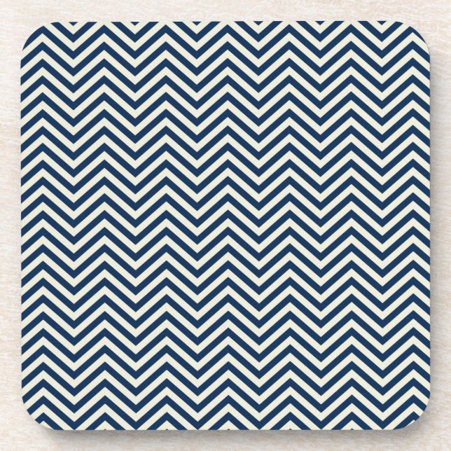 Navy Zig Zag Wave Pattern Coaster (Front)
