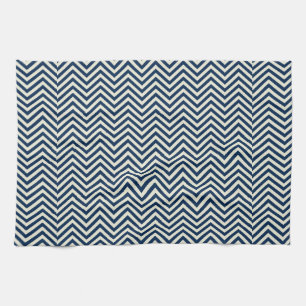 Navy Zig Zag Wave Pattern Kitchen Towel