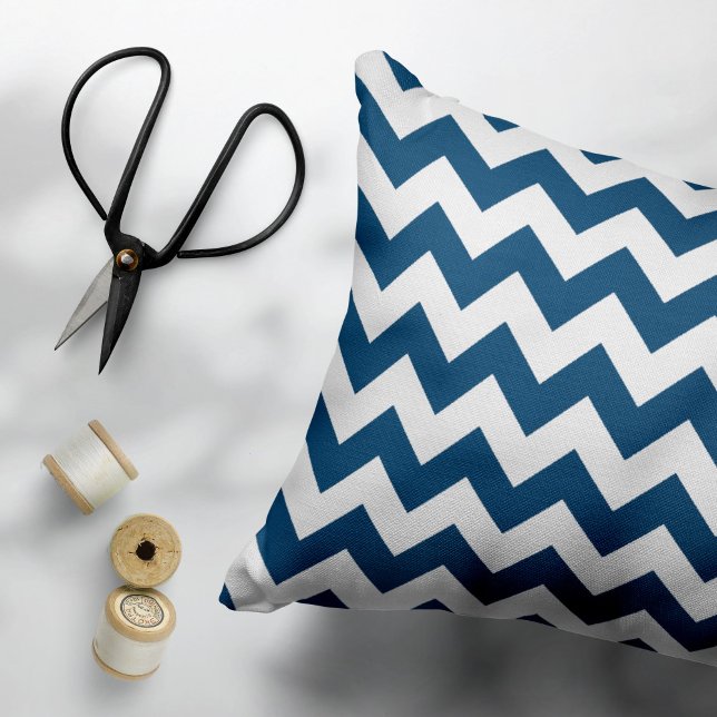 Navy Zigzag, Navy Chevron, Geometric Pattern Accent Pillow (Creator Uploaded)