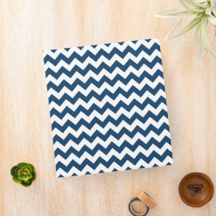 Navy Zigzag, Navy Chevron, Geometric Pattern Binder