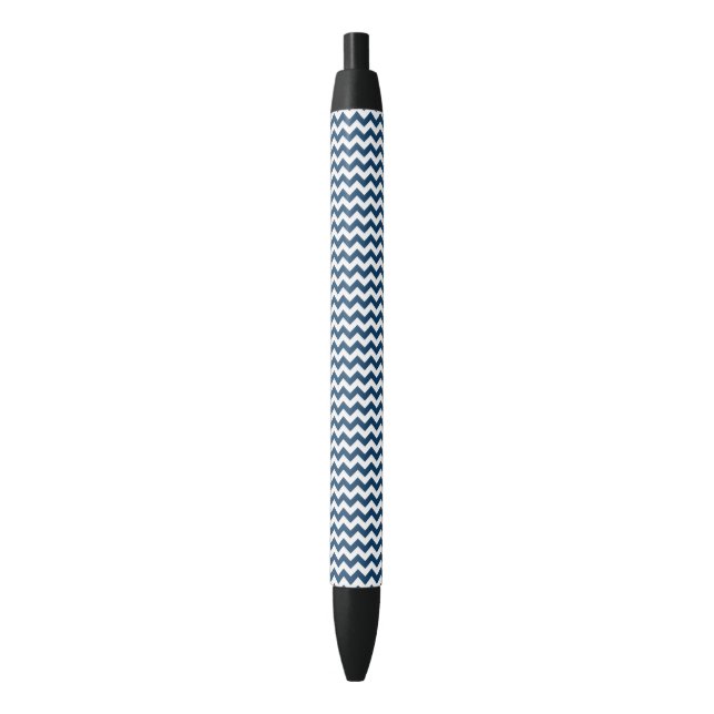 Navy Zigzag, Navy Chevron, Geometric Pattern Black Ink Pen (Front Vertical)
