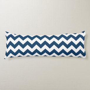 Navy Zigzag, Navy Chevron, Geometric Pattern Body Pillow