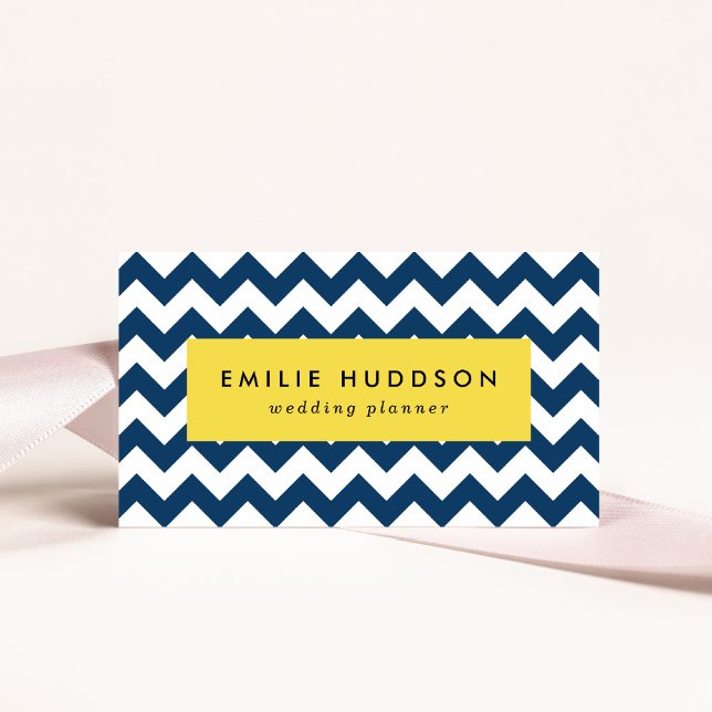 Navy Zigzag, Navy Chevron, Geometric Pattern Business Card (Creator Uploaded)