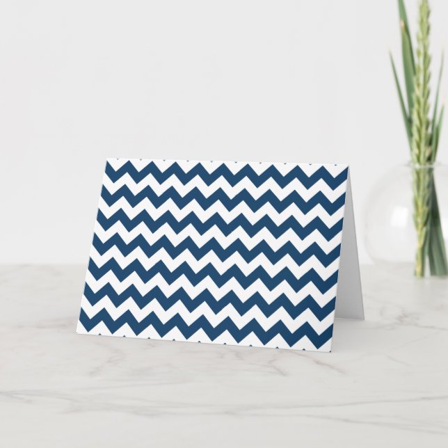 Navy Zigzag, Navy Chevron, Geometric Pattern Card (Front)