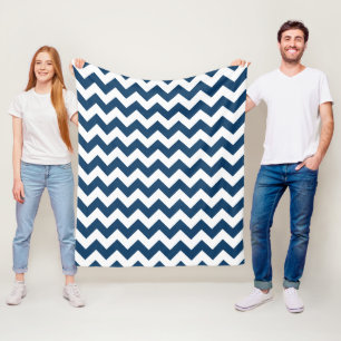 Navy Zigzag, Navy Chevron, Geometric Pattern Fleece Blanket