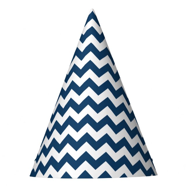 Navy Zigzag, Navy Chevron, Geometric Pattern Party Hat (Front)