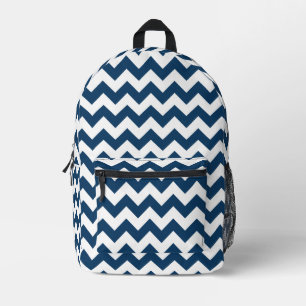 Navy Zigzag, Navy Chevron, Geometric Pattern Printed Backpack
