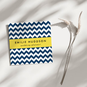 Navy Zigzag, Navy Chevron, Geometric Pattern Square Business Card