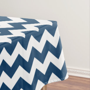 Navy Zigzag, Navy Chevron, Geometric Pattern Tablecloth