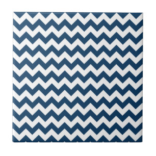 Navy Zigzag, Navy Chevron, Geometric Pattern Tile