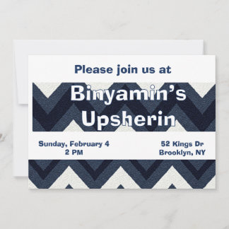 Navy zigzag upsherin invitation