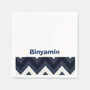 Navy zigzag upsherin napkin