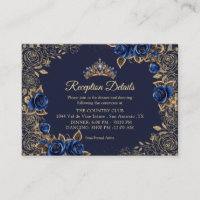 Navyl Blue Golden Tiara Roses Quinceañera