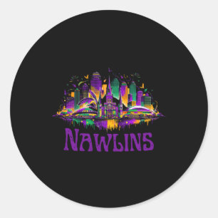 Nawlins New Orleans Cityscape Mardi-gras Souvenir  Classic Round Sticker
