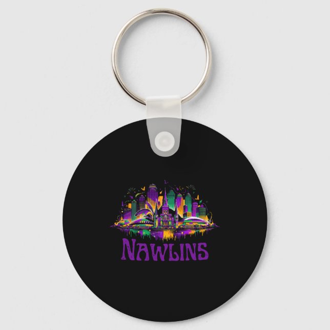 Nawlins New Orleans Cityscape Mardi-gras Souvenir  Keychain (Front)