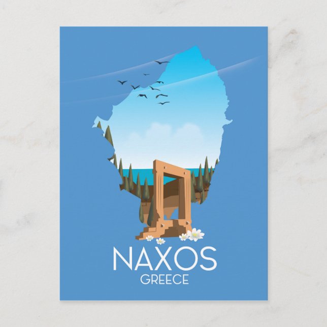 Naxos Carte poster de voyage grec. (Devant)