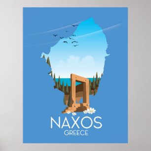 Naxos Carte poster de voyage grec.