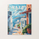 Naxos Greece Travel Art Vintage Jigsaw Puzzle<br><div class="desc">Naxos retro vector travel design. Naxos is a Greek island in the South Aegean,  the largest of the Cyclades island group. Its fertile landscape spans mountain villages,  ancient ruins and long stretches of beach.</div>