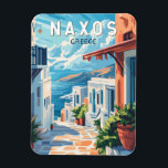 Naxos Greece Travel Art Vintage Magnet<br><div class="desc">Naxos retro vector travel design. Naxos is a Greek island in the South Aegean,  the largest of the Cyclades island group. Its fertile landscape spans mountain villages,  ancient ruins and long stretches of beach.</div>