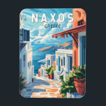 Naxos Greece Travel Art Vintage Magnet<br><div class="desc">Naxos retro vector travel design. Naxos is a Greek island in the South Aegean,  the largest of the Cyclades island group. Its fertile landscape spans mountain villages,  ancient ruins and long stretches of beach.</div>