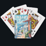 Naxos Greece Travel Art Vintage Playing Cards<br><div class="desc">Naxos retro vector travel design. Naxos is a Greek island in the South Aegean,  the largest of the Cyclades island group. Its fertile landscape spans mountain villages,  ancient ruins and long stretches of beach.</div>