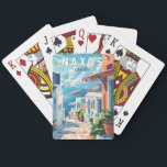 Naxos Greece Travel Art Vintage Playing Cards<br><div class="desc">Naxos retro vector travel design. Naxos is a Greek island in the South Aegean,  the largest of the Cyclades island group. Its fertile landscape spans mountain villages,  ancient ruins and long stretches of beach.</div>