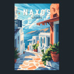 Naxos Greece Travel Art Vintage Poster<br><div class="desc">Naxos retro vector travel design. Naxos is a Greek island in the South Aegean,  the largest of the Cyclades island group. Its fertile landscape spans mountain villages,  ancient ruins and long stretches of beach.</div>