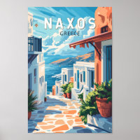 Naxos Greece Travel Art Vintage