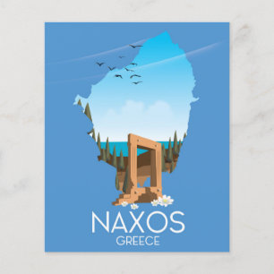 Naxos Map Greek travel poster.