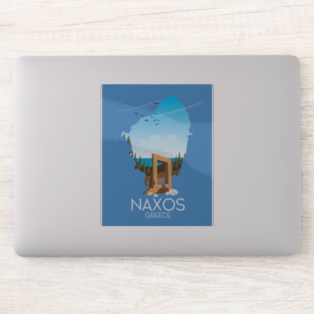 Naxos Map Greek travel poster. (Computer)