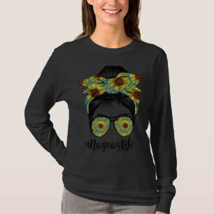 Naynay Life Messy Hair Bun Sunflower Women Mother' T-Shirt