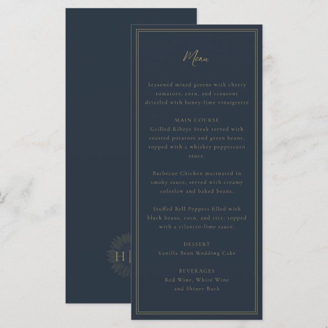 nayv sunflower wedding menu (Front/Back)