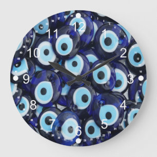 Nazar Amulets Evil Eye Stones Blue Pattern Large Clock