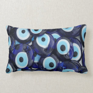 Nazar Amulets Evil Eye Stones Blue Pattern Lumbar Pillow