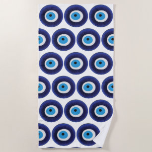 Nazar Evil Eye Protection Amulet Blue Bead Symbol Beach Towel