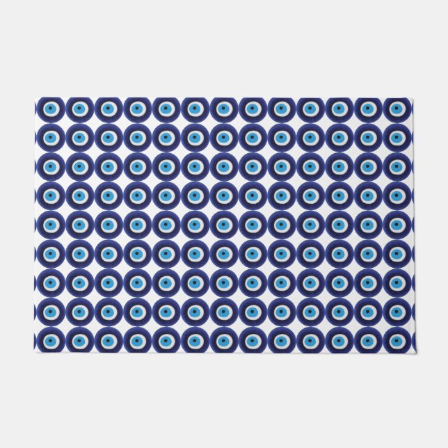 Nazar Evil Eye Protection Amulet Blue Bead Symbol Doormat (Front)