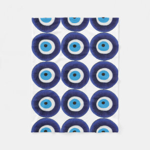 Nazar Evil Eye Protection Amulet Blue Bead Symbol Fleece Blanket