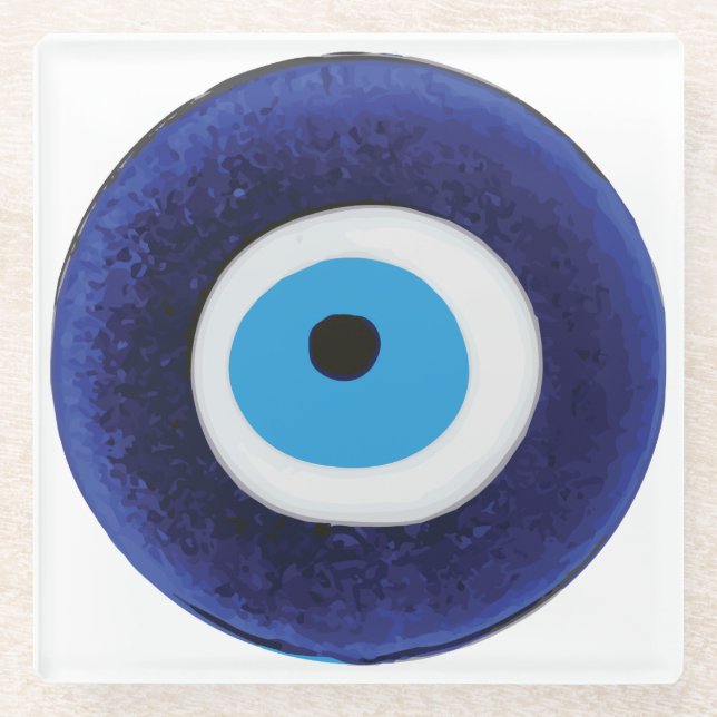 Nazar Evil Eye Protection Symbol Glass Coaster (Front)