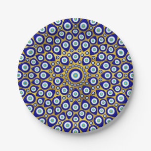 Nazar eye - Turkish Eye charm on gold Paper Plate