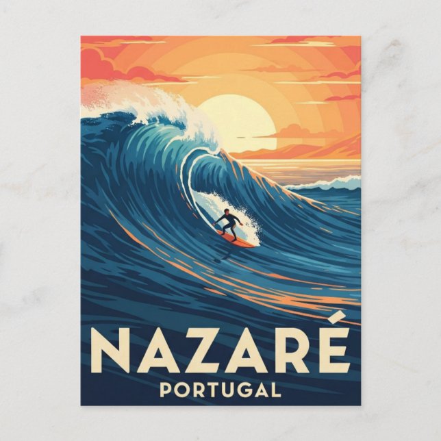 Nazare Portugal Surfing Postcard (Front)