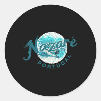Nazare Portugal Vintage Surfing _3  Classic Round Sticker