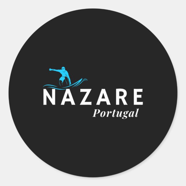 Nazare Portugal Wave Surf Surfing Surfer  Classic Round Sticker (Front)