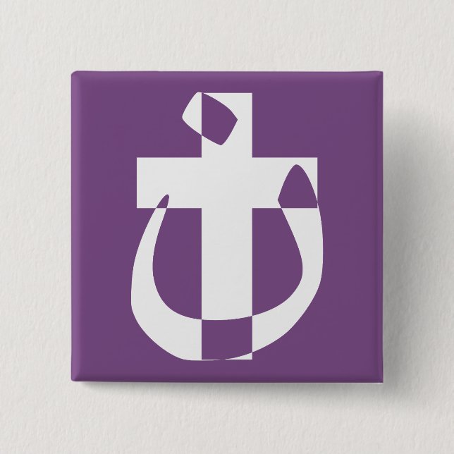 Nazarene Symbol Solidarity Christian Cross Button (Front)