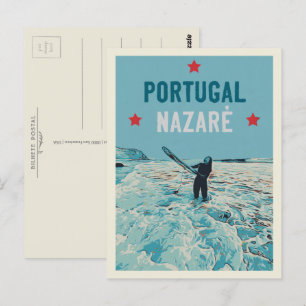 Nazare's best surfing spot illustration postcard