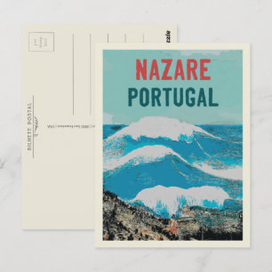 Nazare's Biggest Waves in the world illustration Postcard