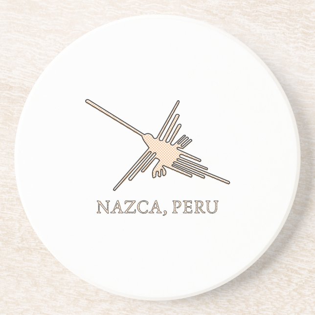 Nazca Hummingbird Geoglyph Newsprint Coaster (Front)