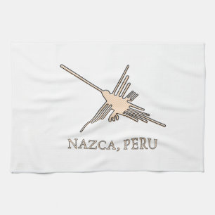 Nazca Hummingbird Geoglyph Newsprint Kitchen Towel