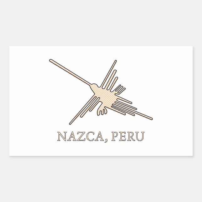 Nazca Hummingbird Geoglyph Newsprint Sticker (Front)